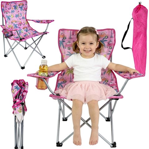 KRZESŁO TURYSTYCZNE SKŁADANE DZIECIĘCE RÓŻOWE KIDS COLLECTION