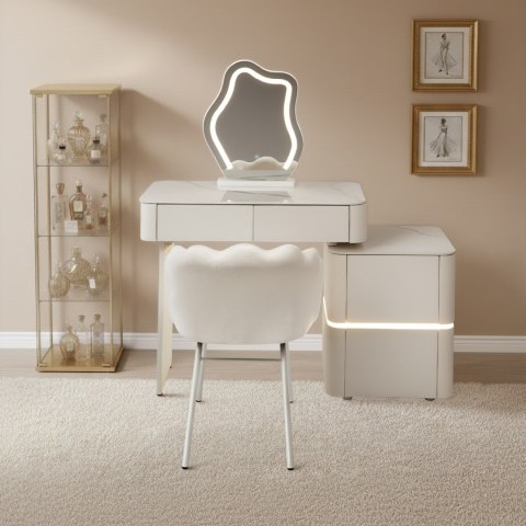 Toaletka kosmetyczna LED/ Komplet mebli blat 80 cm- Lilia - kolor biały