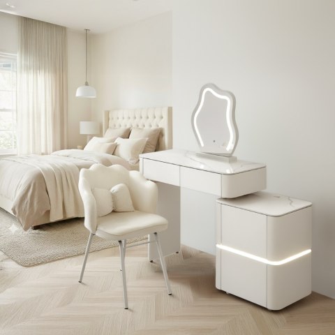 Toaletka kosmetyczna LED/ Komplet mebli blat 80 cm- Lilia - kolor biały