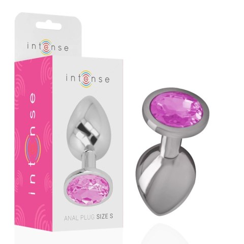 Intense Aluminium Plug z Rożowym Kryształem S - Metalowy, Elegancki, 7 cm