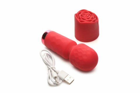 Bloomgasm Pleasure Rose Mini Wand - czerwony masażer relaksacyjny USB