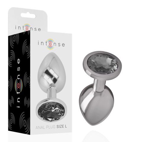 Intense Aluminium Plug L - Korek z czarnym szkłem, rozmiar L, metalowy