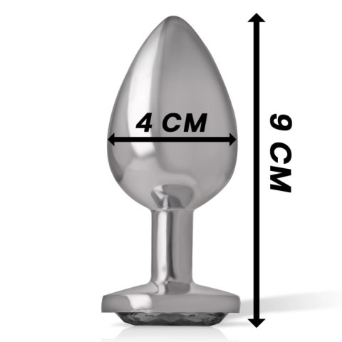 Intense Aluminium Plug L - Korek z czarnym szkłem, rozmiar L, metalowy