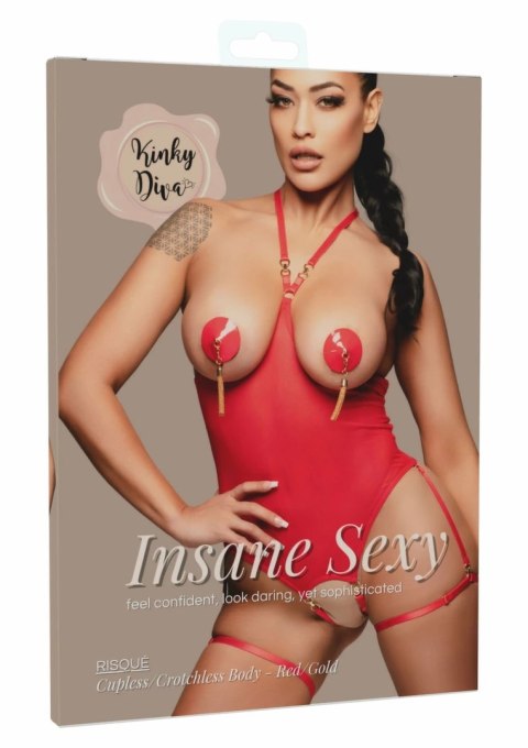 Kinky Diva Risque Body Cupless & Crotchless - regulowane paski, nowoczesny design