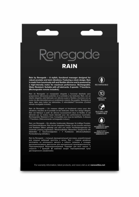 Renegade Rain Prostate Plug silikonowy masażer z pilotem, czarny