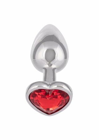 Jewel Small Ruby Heart Plug metalowy z kryształem serce czerwone S