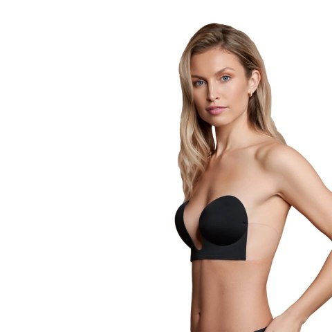 Bye Bra Seamless U-Style Bra A Czarny biustonosz samoprzylepny bezszwowy
