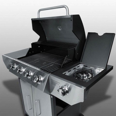 Grill gazowy ogrodowy żeliwny ruszt z pokrywą 4+1 palniki Berdsen BD-896