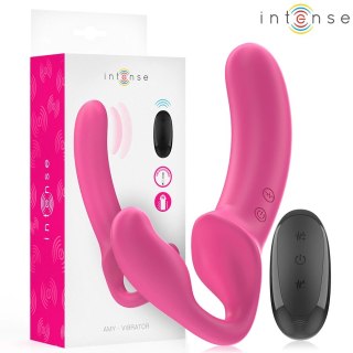 Intense Amy - podwojny model wibrujący 20 cm, rożowy, z pilotem