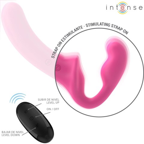 Intense Amy - podwojny model wibrujący 20 cm, rożowy, z pilotem