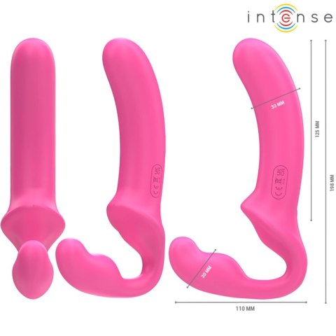 Intense Amy - podwojny model wibrujący 20 cm, rożowy, z pilotem