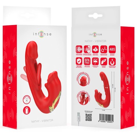 Intense Nathy Podwojny Wibrator Wielofunkcyjny USB Czerwony IPX7
