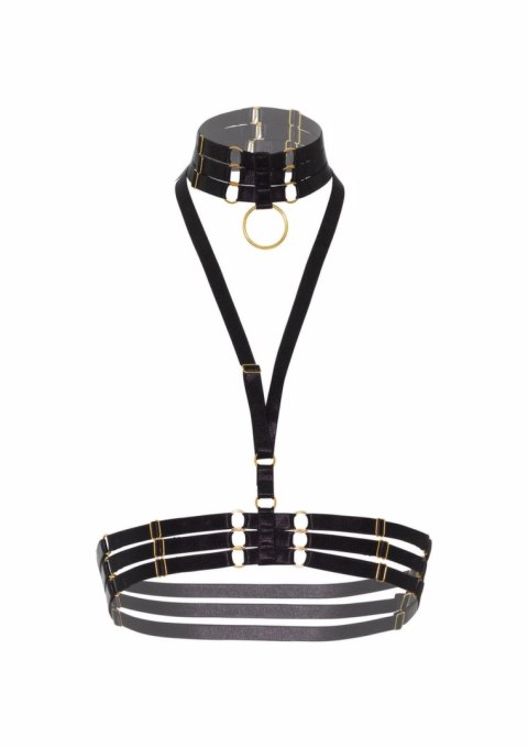 Halter Harness Plus O-Ring Collar satynowy regulowany czarny