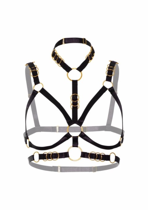 Open Cup Bra Deluxe Harness satynowy regulowany czarny