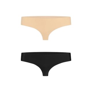 Bye Bra Invisible Thong L 2-pack - Bezszwowe stringi nude i czarne