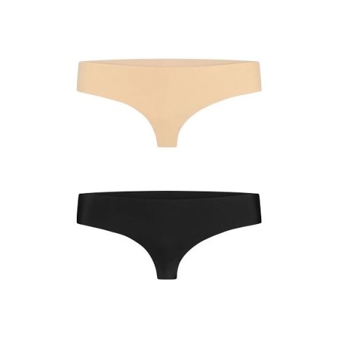Bye Bra Invisible Thong S 2-pack bezszwowe stringi nude & black