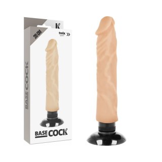 BASECOCK Wibrator 2w1 Flesh 20 cm × 4 cm, elastyczny TPE, przyssawka