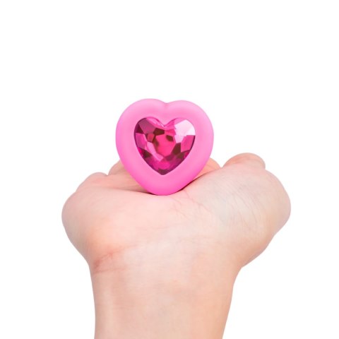 B-Vibe Heart Plug S/M Pink - silikonowy model z pilotem 15 trybow