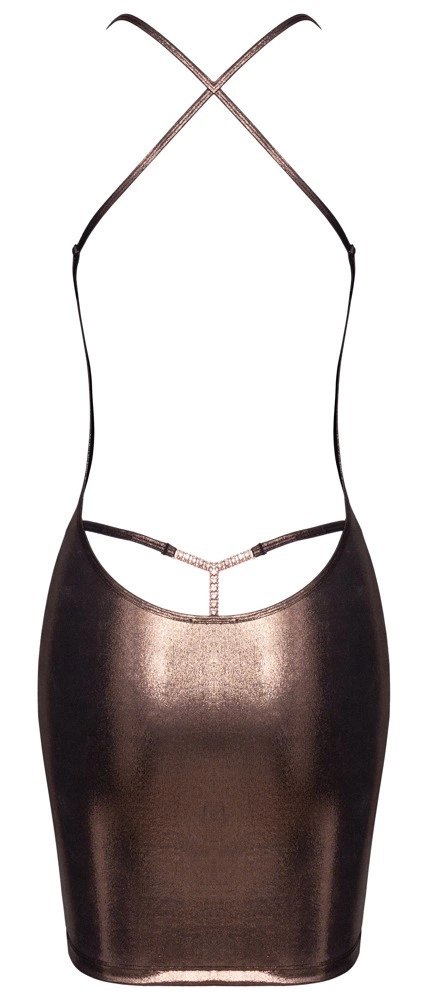 Cottelli PARTY Mini Dress and String XL rożowo-złoty połysk, łańcuszki