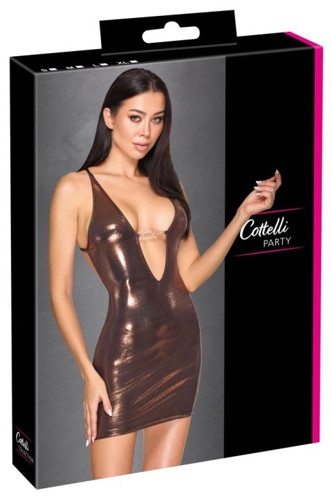 Cottelli PARTY Mini Dress and String L rożowo-złoty połysk, łańcuszki