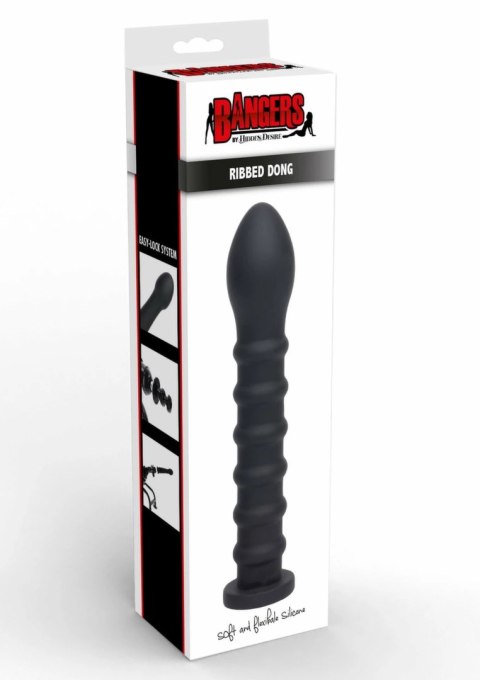 Hidden Desire Bangers Ribbed Dong Easy-Lock 19 cm silikonowy, kompatybilny system mocowania
