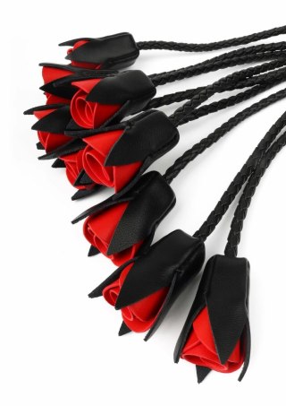 Hidden Desire Genuine Leather Roses Whip elegancki bat z rączką i motywem roż