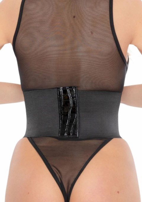 Croco Front Waist Cincher pas modelujący z połyskiem, czarny M/L