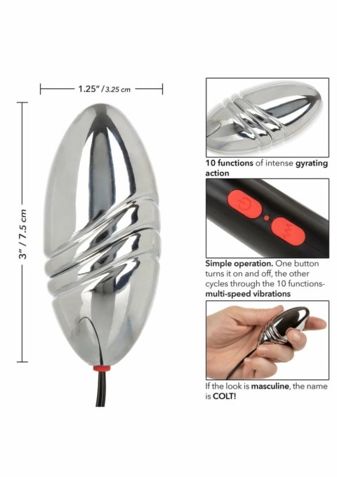 COLT Turbo Bullet - Wibrujący pocisk USB, 10 trybow, srebrny