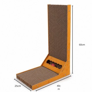 Drapak dla kota tekturowy z zabawką piłką XL 40x26x60cm KOT11