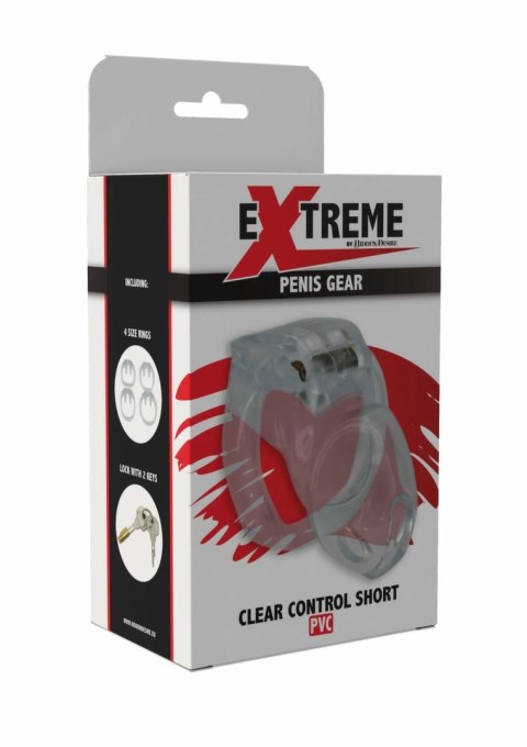 HIDDEN DESIRE Clear Control Cage Short - przezroczysta klatka, 4 rozmiary