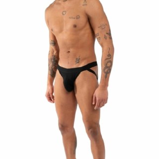 BURN 011 Podwojny Jockstrap Czarny XL - stylowy pas biodrowy