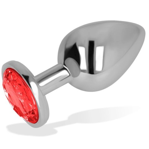 OHMAMA Korek aluminiowy z czerwonym kryształem 8 cm, elegancki