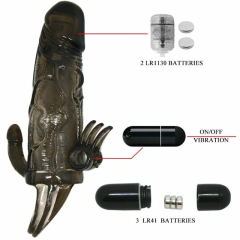 BAILE BRAVE MAN czarna nakładka intymna Double Bullet 16,5 cm