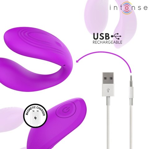 INTENSE - NORA stymulator wibracyjny zaciskowy fioletowy IPX7 10 trybow
