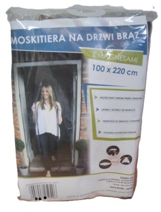 Moskitiera z magnesami na drzwi 100x220 brązowa