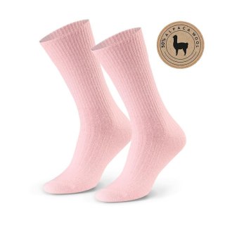 SKARPETY DAMSKIE 044 50% WEŁNY ALPAKA 35-37 różowy