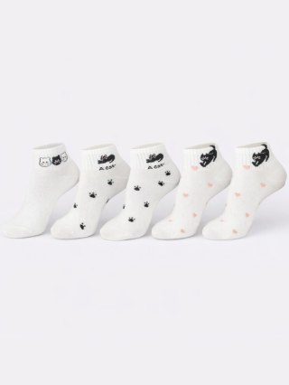 STOPKI DAMSKIE ST086 BAWEŁNA KOTKI 36-41 mix kolor/mix wzór