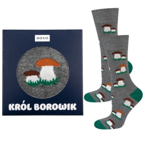 SKARPETY SOXO GRZYBY 40-45 król borowik/grafitowy