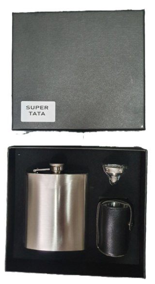 Piersiówka stalowa metalowa nierdzewna 210ml + kieliszki Super Tata XJ4263