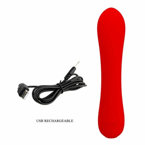 Pretty Love Prescott Czerwony - Wibrator silikonowy, 12 trybow, USB