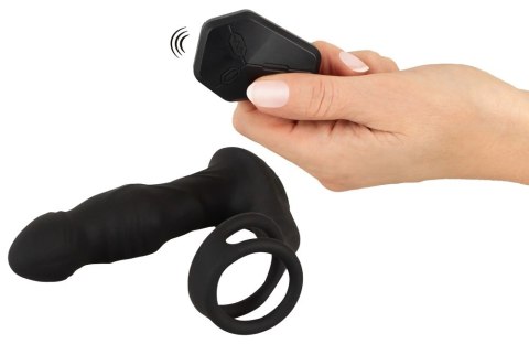 Rebel RC Prostate Plug Zdalny - silikonowy masażer z pierścieniami, czarny