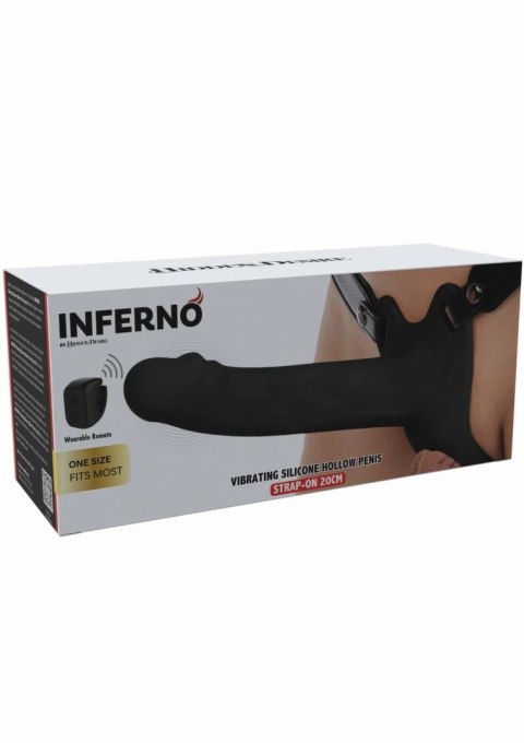 INFERNO Hollow Vibrating Strap-On silikonowy 20 cm z pilotem
