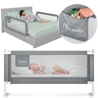 Barierka ochronna do łóżka zabezpieczająca bramka blokada 160 cm Nukido NK-227 szara