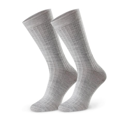 SKARPETY BEZUCISKOWE W PRĄŻEK MERINO WOOL 130 41-43 melanż jasny szary
