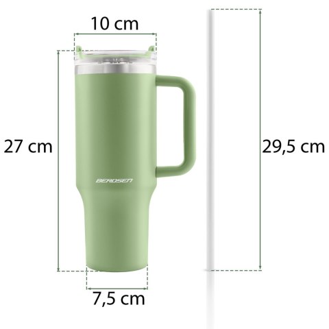 Termos próżniowy kubek ze słomką 1180 ml Berdsen zielony