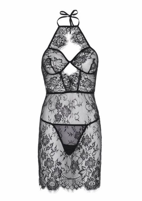 Dreamgirl Dress with Scalloped Lace and String czarna koronka L