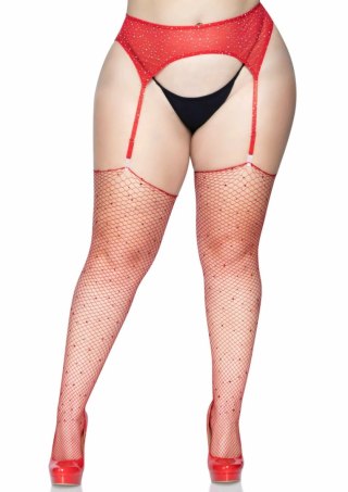 Leg Avenue Brielle Pończochy Siatkowe Plus z Kryształkami, czarne XL/2XL