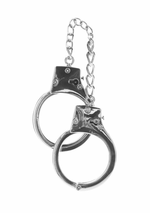 BDSM Heavy Silver Plated - Regulowane kajdanki z kluczykami i pokrowcem