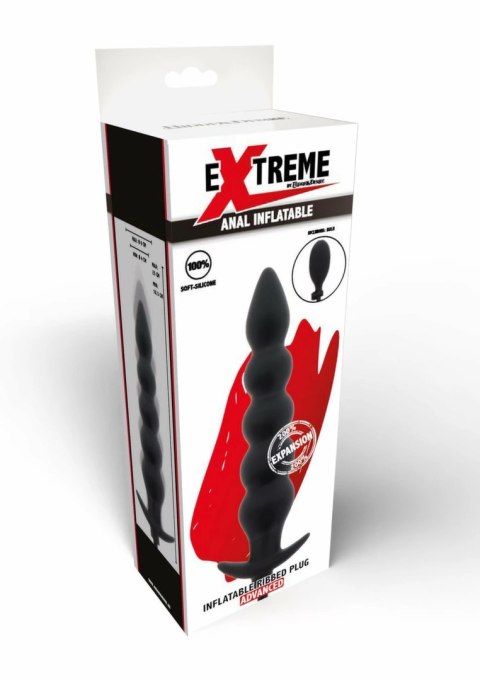 EXTREME Inflatable Ribbed Plug Advance silikonowy, pompowany, czarny
