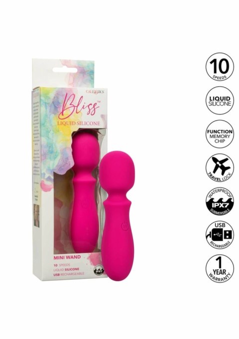 CalExotics Bliss Mini Wand masażer silikonowy, kompaktowy, 10 trybow, IPX7